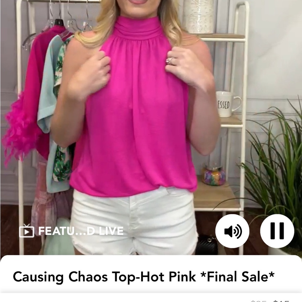 Vibrant Pink Sleeveless Top small NEW